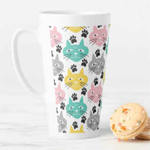 Tasse Latte Chats pastel