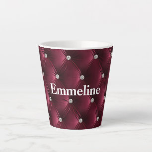 Tasse Latte Chaud Bourgogne Rouge Faux Velvet