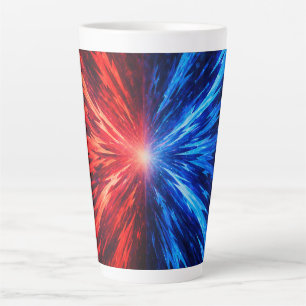 Tasse Latte chemise rouge et bleue, chemise d'explosion abstra