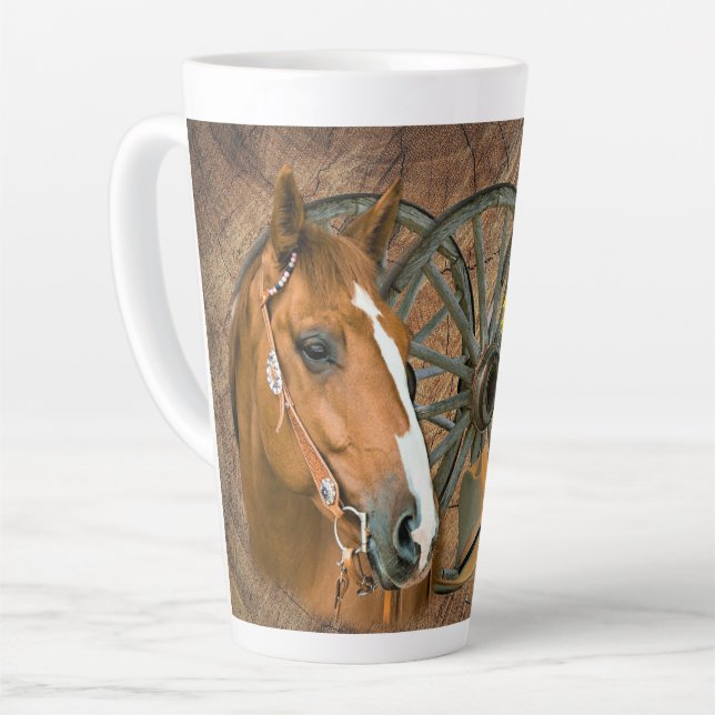 Tasse Latte Cheval Cowboy Boots Wagon Wheels Sunflowers Wester (Angle gauche)