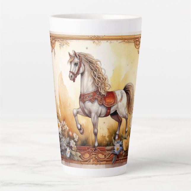 Tasse Latte Cheval de carrousel blanc (Devant)