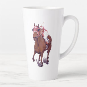 Tasse Latte Cheval de course champion rouge blanc marron Prièr