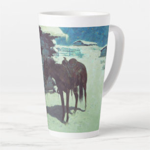 Tasse Latte Cheval et Cowboy neige hivernale