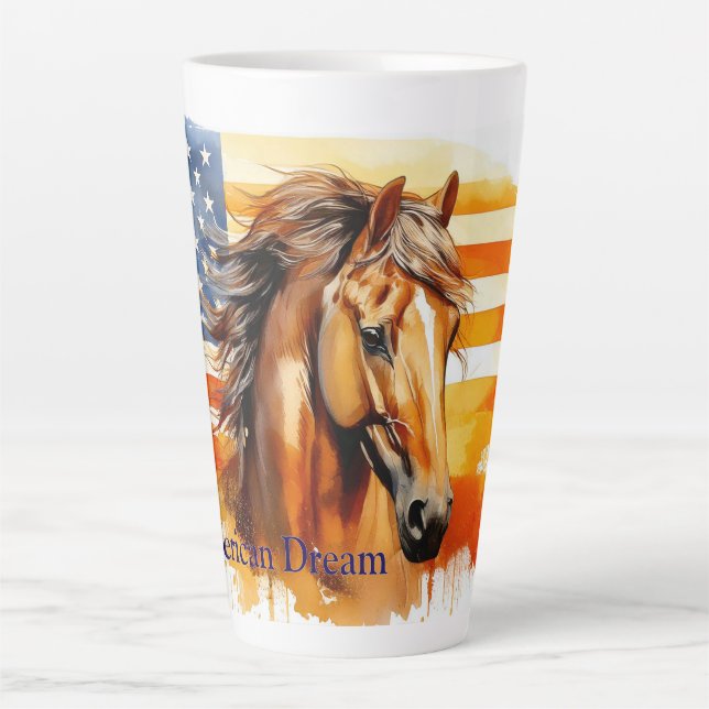 Tasse Latte Cheval patriotique américain Dream (Devant)