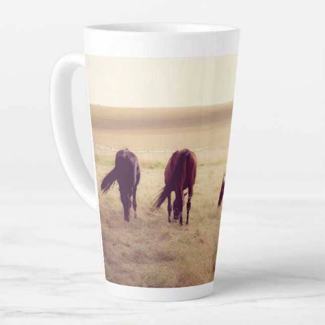 Tasse Latte Chevaux au pâturage (Angle gauche)