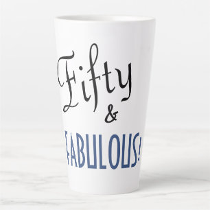 Tasse Latte Chic Bleu & Blanc Cinquante & FABULEUX! Anniversai