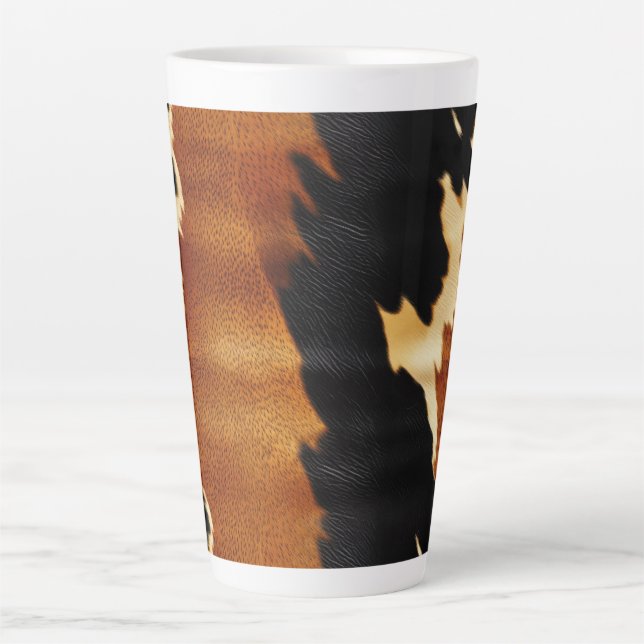 Tasse Latte Chic Brown Black Cream Western Cowhide (Devant)