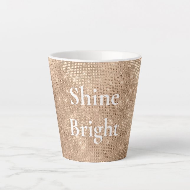 Tasse Latte Chic Champagne Gold Sparkle Glitz Noël (Devant)