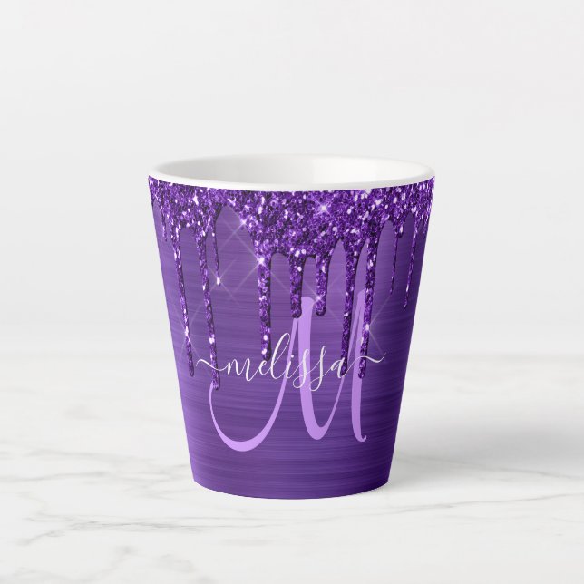 Tasse Latte Chic Purple Parties scintillant de séchage Pinceau (Devant)