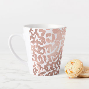 Tasse Latte Chic Rose Gold Leopard Cheetah Poster de animal