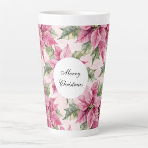 Tasse Latte Chic rose Poinsettia Fleurs Noël