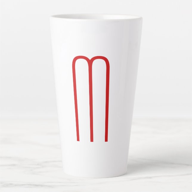 Tasse Latte Chic Unique Monogramme Rouge Blanc Plaine Simple (Devant)