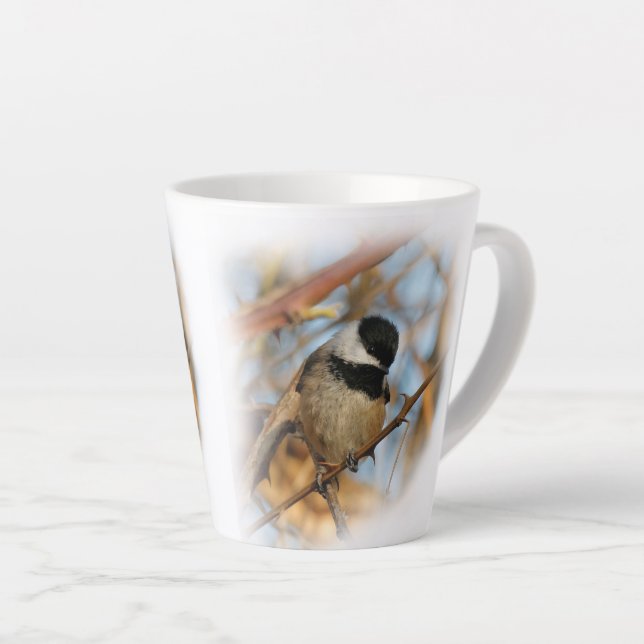 Tasse Latte Chickadee Songbird, Joli Espérant (Angle droit)
