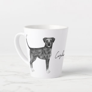 Tasse Latte Chien Boxer Allemand En Noir Et Blanc & Nom Person