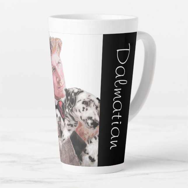Tasse Latte Chien Dalmatien Chien mignon Poignée Noir Blanc Mu (Angle droit)