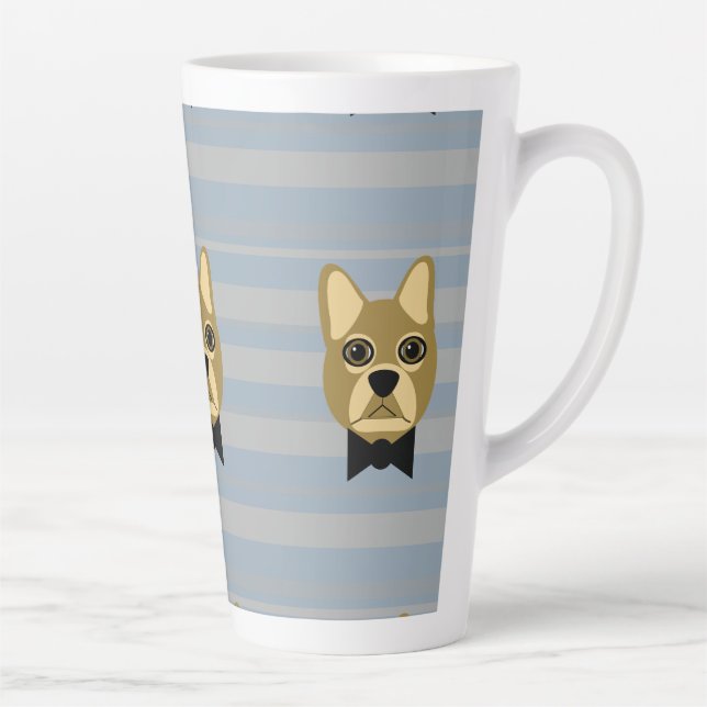 Tasse Latte Chien-taureau Brown, Grilles (Droite)