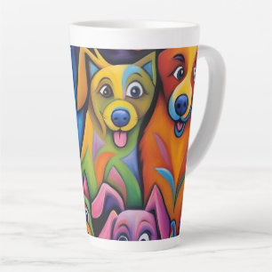 Tasse Latte Chiens abstraits sauvagement colorés