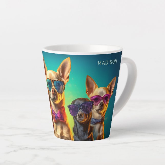 Tasse Latte Chiens Cool de nom personnalisé (Angle droit)