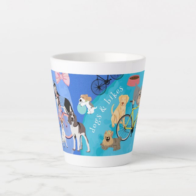 Tasse Latte Chiens et vélos Jeux Chiens et Chiens Vélos Vélos (Devant)