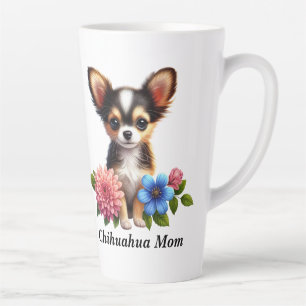Tasse Latte Chihuahua Chiuppy avec fleurs décoratives