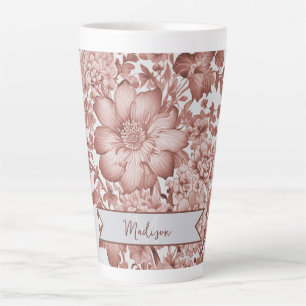Tasse Latte Chinoiserie Vintage rouge Floral Personnalisé