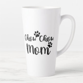 Tasse Latte Chow Chow Maman Pawprint noir et blanc Design