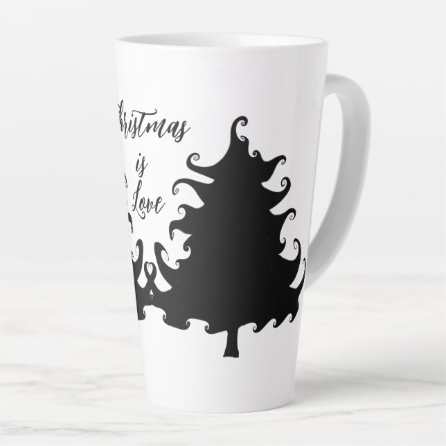 Tasse Latte Christmas is Love Black Tree Saying (Angle droit)