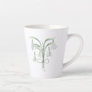 Tasse Latte Chute de neige Janvier Fleur de naissance Céramiqu