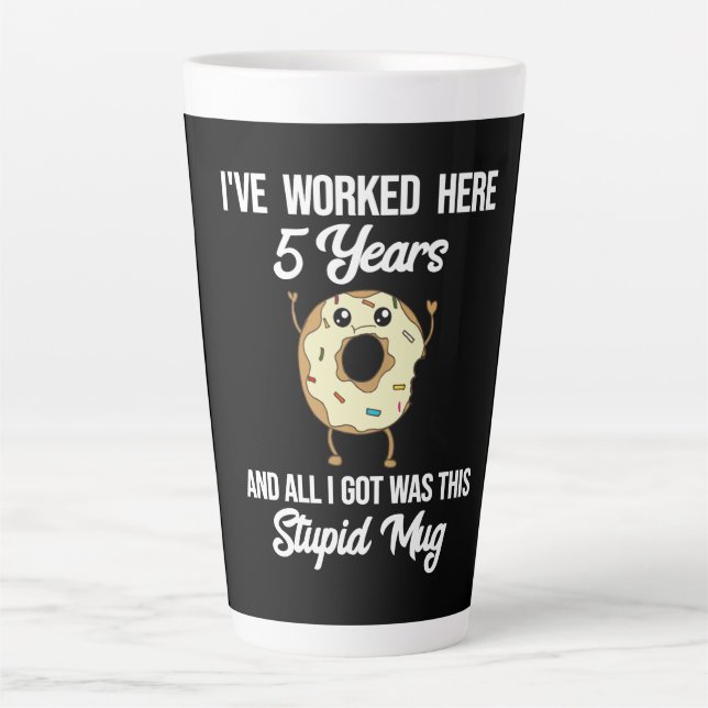 Tasse Latte Cinq ans d'anniversaire de travail - appréciation  (Devant)