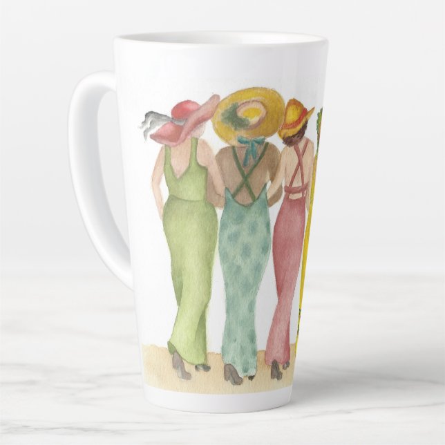 Tasse Latte Cinq Beach Babe Friends sur un grand 17" (Angle gauche)