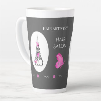 Tasse Latte Ciseaux de branding d'entreprise de salon de coiff