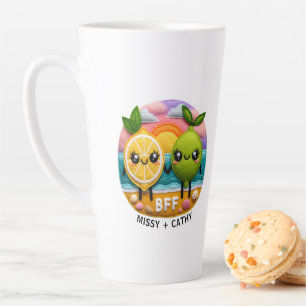 Tasse Latte Citation BFF mignonne Caractères citron et chaux C