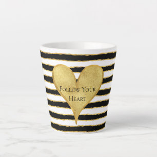 Tasse Latte Citation Coeur de Blancs Noir