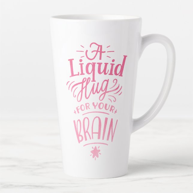 Tasse Latte Citation Cute Café Ombre Rose Calligraphie Grande (Droite)