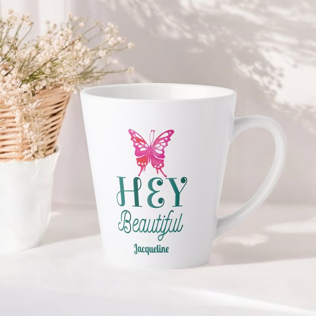 Tasse Latte Citation de beauté inspirationnelle Hey Beautity (Créateur téléchargé)