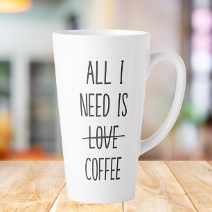 Tasse Latte Citation de café drôle Simple Minimaliste
