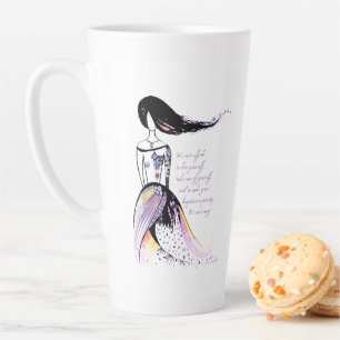 Tasse Latte Citation de dame illustrée d'inspiration Self LOVE
