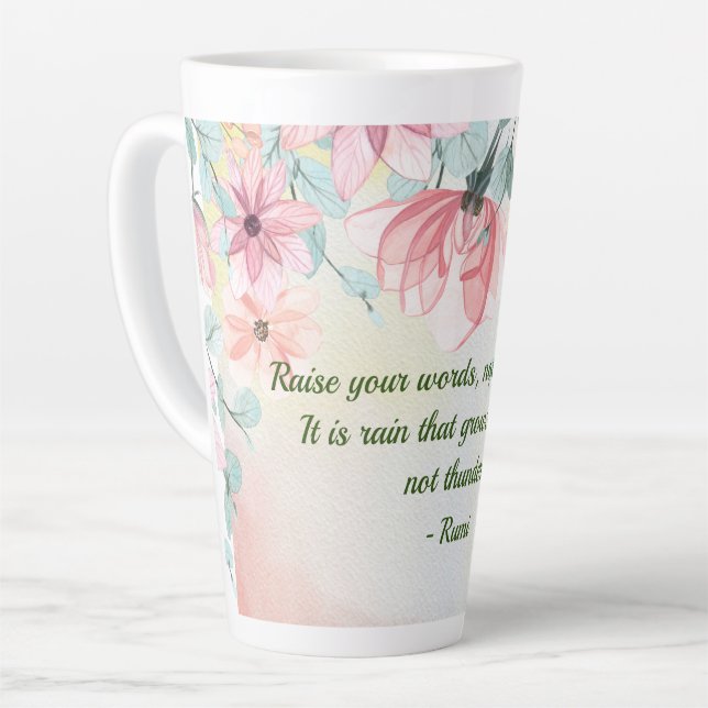 Tasse Latte Citation Rumi de la pluie (Angle gauche)