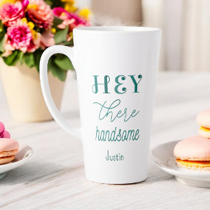 Tasse Latte Citation Vert Blanc Beau Hommes Script