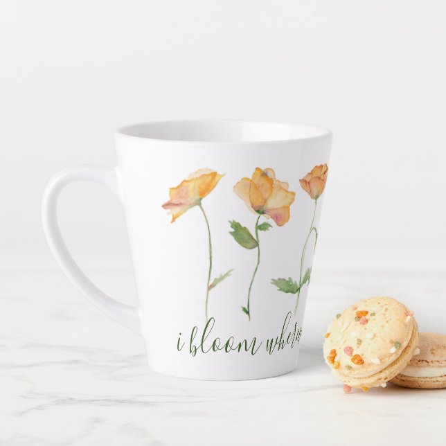 Tasse Latte Citations Inspirationnelles Poppies Orange (En situation)