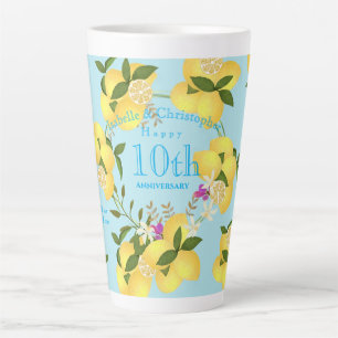 Tasse Latte Citron Squeeze Mariage Anniversaire bleu