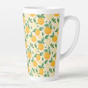 Tasse Latte Citrus citron jaune motif de fruits tropicaux