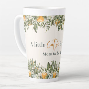 Tasse Latte Citrus, orange + fleurs petit baby shower cuite 