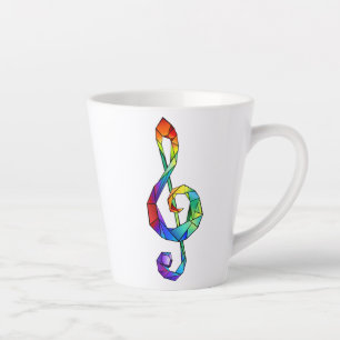 Tasse Latte Clé de musique arc-en-ciel