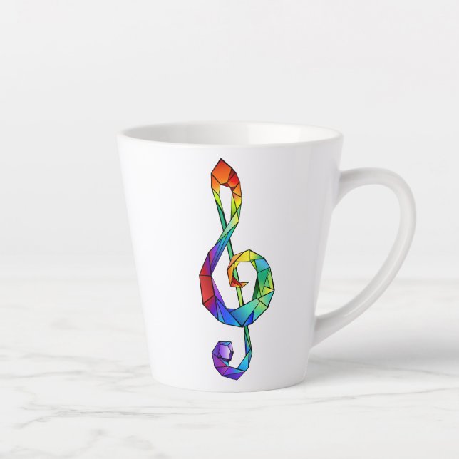 Tasse Latte Clé de musique arc-en-ciel (Droite)