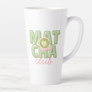 Tasse Latte Club Matcha Vert et Rose Imprimé au Dos Mignon