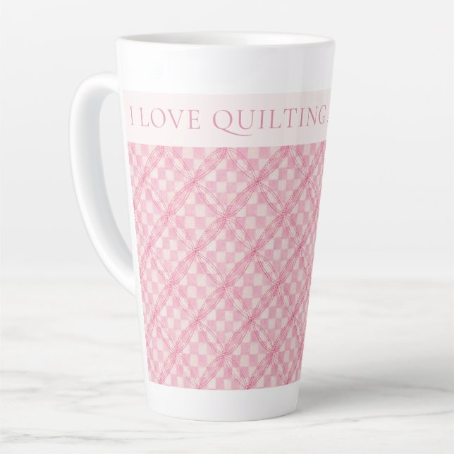 Tasse Latte COCHER EN ROSE TÊTE EN COURSE Tard en latte + Text (Angle gauche)
