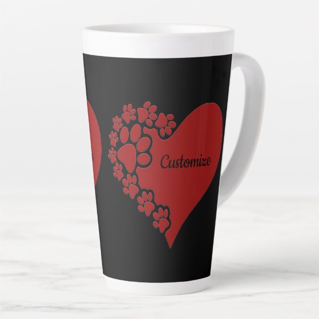 Tasse Latte Coeur d'amour personnalisé pour animal de compagni (Angle droit)