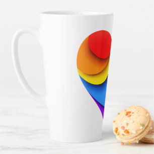 Tasse Latte Cœur en forme de SlipperyJoe arc-en-ciel rouge ora