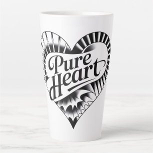 Tasse Latte Cœur « Pur » de style tatouage vintage